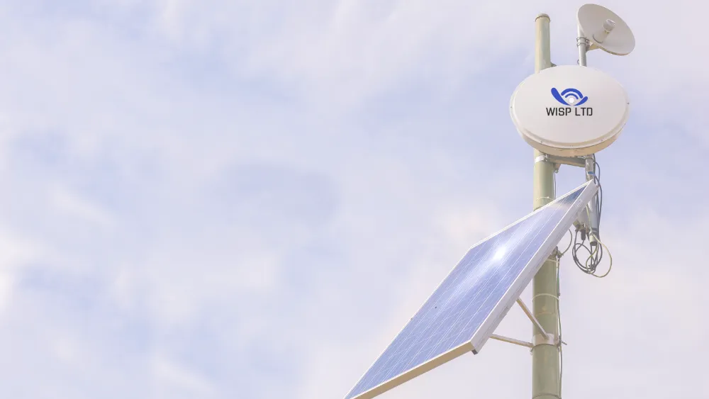 WISP solar-powered fixed wireless antenna tower in Papua New Guinea